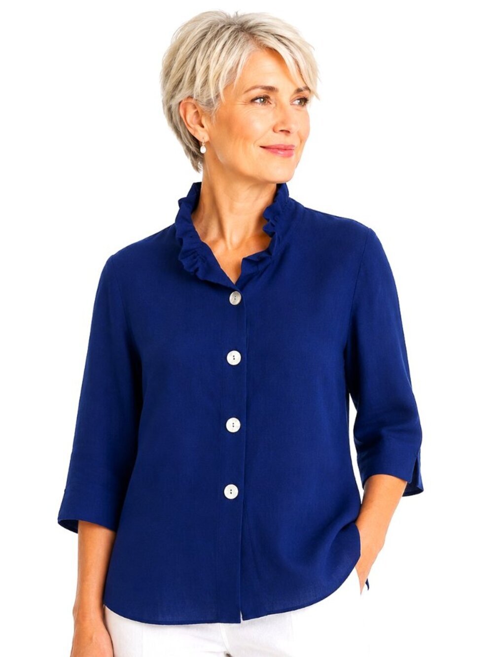 Fridaze Blue 100% Linen Shirt Jacket NWT